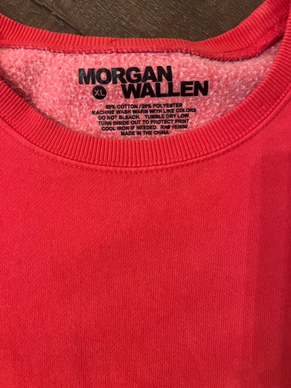 Morgan Wallen 865 Crewneck Sweatshirt XL One Night At A Time Tour Merch Red - Picture 3 of 7